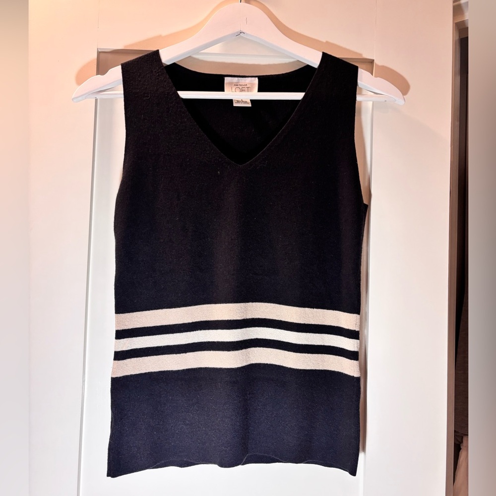Black Blouse with Cream Stripes